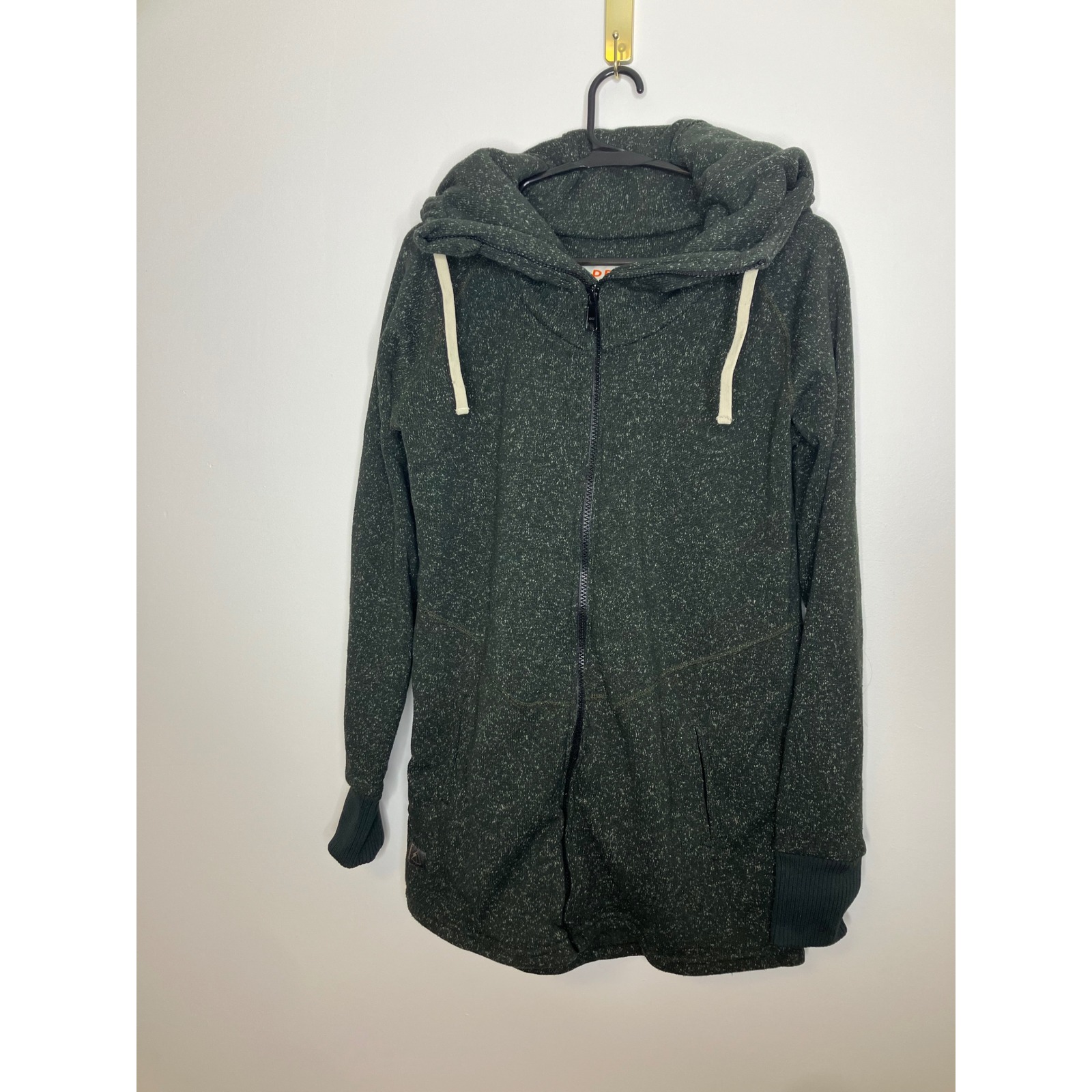 Deso Full Zip Hoodie Women Medium Green Excellent Longline Space Dye Made In Usa